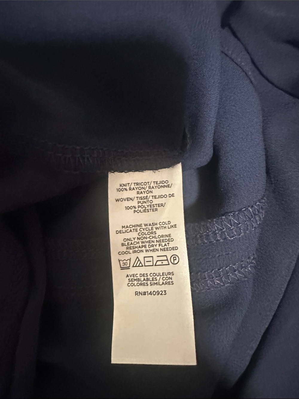 LOFT Navy Button-Front V-Neck Blouse | A8 - Picture 6 of 7
